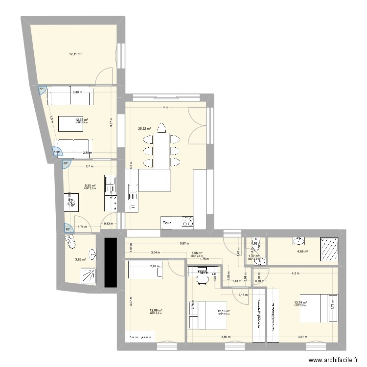 Maison BIS. Plan de 12 pièces et 117 m2