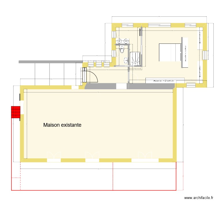 Extension + extérieur - sans escalier + Fenètres - avec murs intérieurs- V5. Plan de 5 pièces et 124 m2