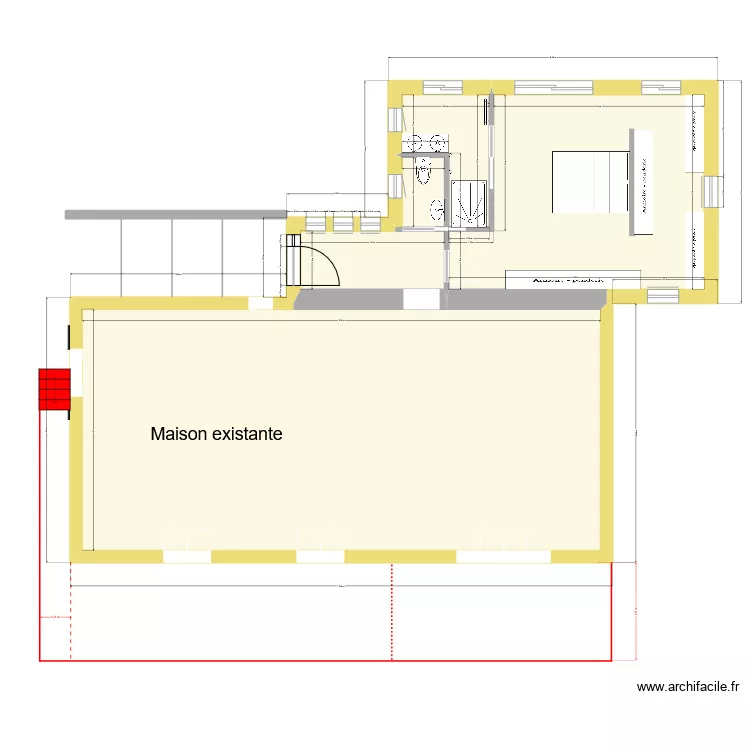 Extension + extérieur - sans escalier + Fenètres - avec murs intérieurs- V5. Plan de Extension + extérieur - sans escalier + Fenètres - avec murs intérieurs- V5. Plan de