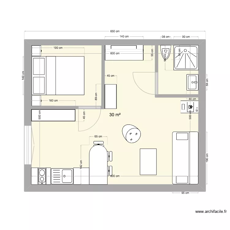 30 m2. Plan de 