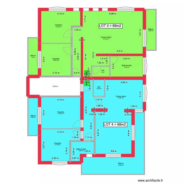 schema découpe lot 2eme étage. Plan de 15 et 178 m² schema découpe lot 2eme étage. Plan de 15 et 178 m²