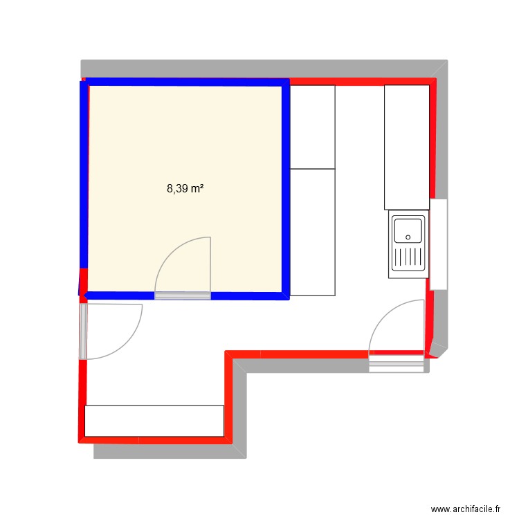 garage. Plan de 1 pièce et 8 m2