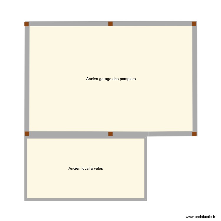 plan actuel avant travaux. Plan de 2 pièces et 53 m2