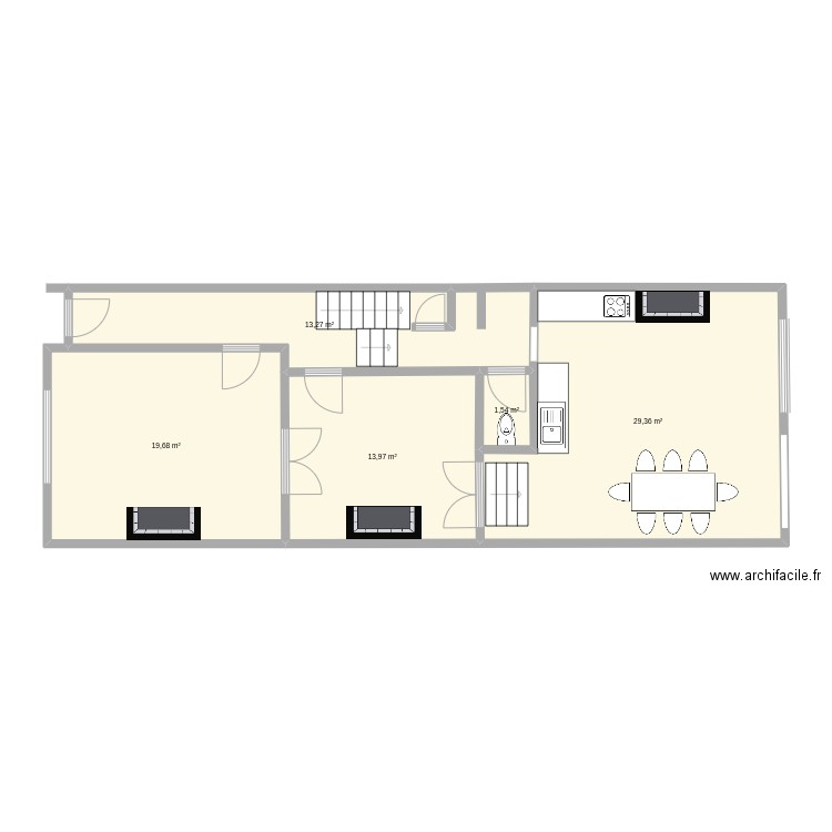 alex. Plan de 5 pièces et 78 m2