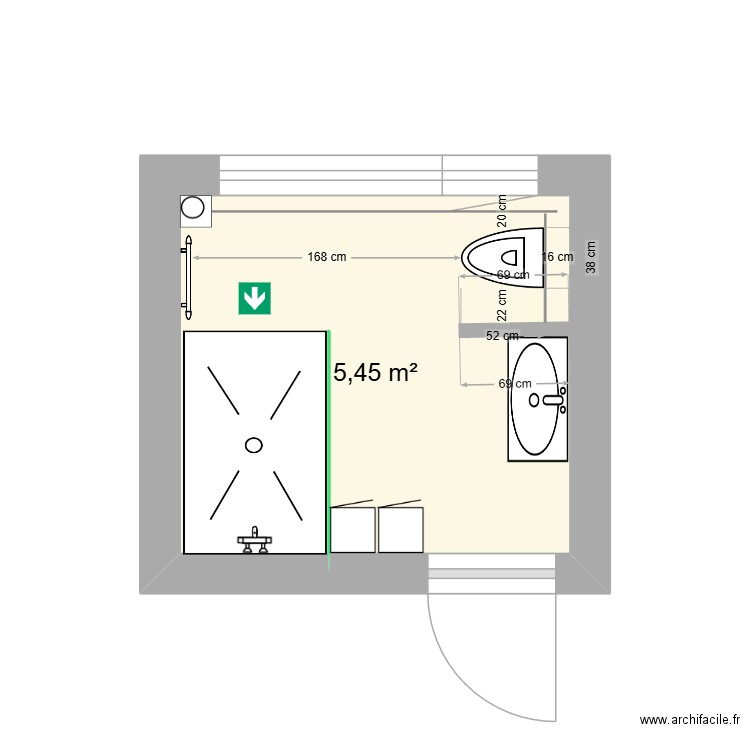 jolan bk. Plan de 1 pièce et 5 m2