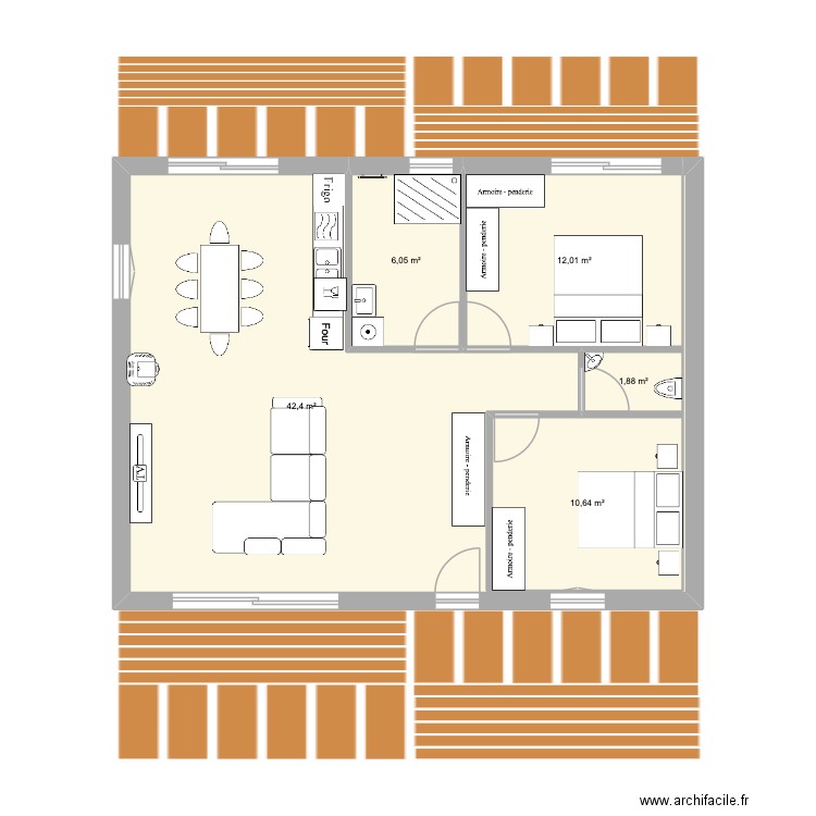 plan 2. Plan de 5 pièces et 73 m2