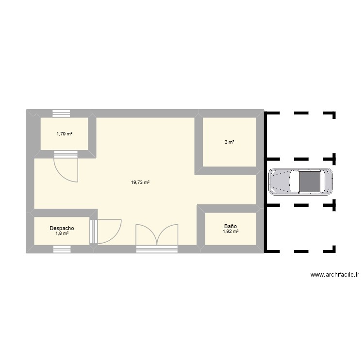 pnanol 1. Plan de 5 pièces et 28 m2