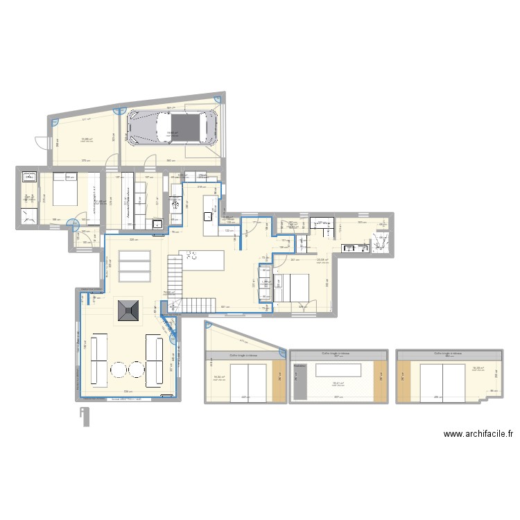 maison ernest renan. Plan de 22 pièces et 241 m2