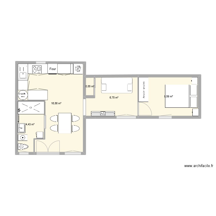 maison tapis. Plan de 5 pièces et 37 m2