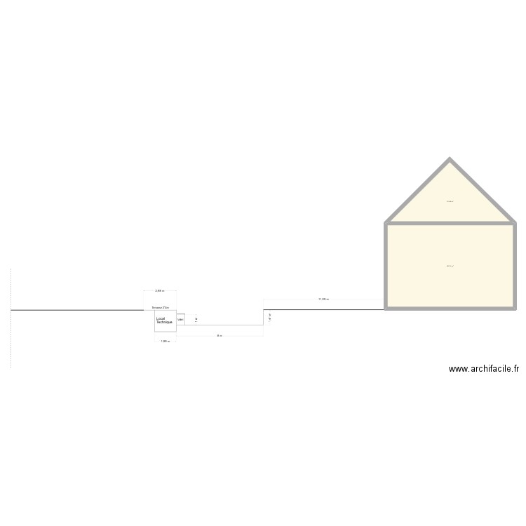 Coupe Piscine. Plan de 2 pièces et 120 m2