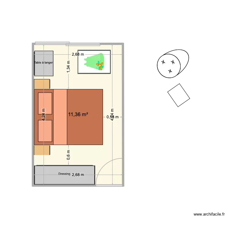 Chambre Parents #7. Plan de 1  et 11 m²