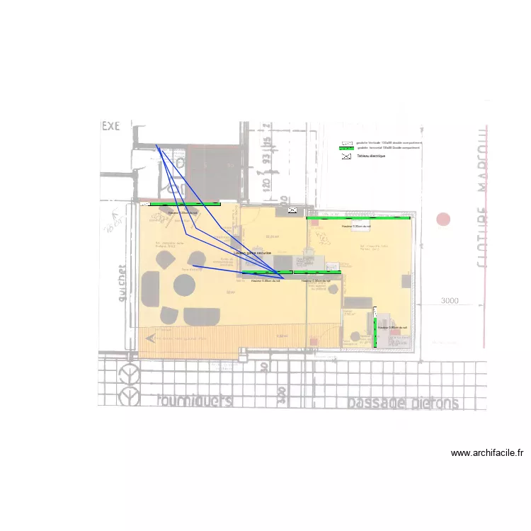 Goulotte  / TGBT. Plan de 