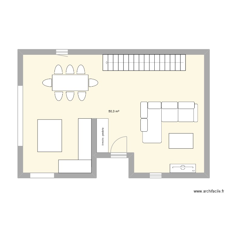 plan 1. Plan de 1 pièce et 50 m2