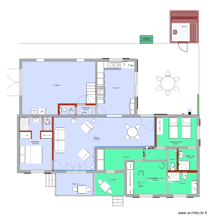 projet 4 ECO + non traversant  Allemagne. Plan de 16 pièces et 148 m2