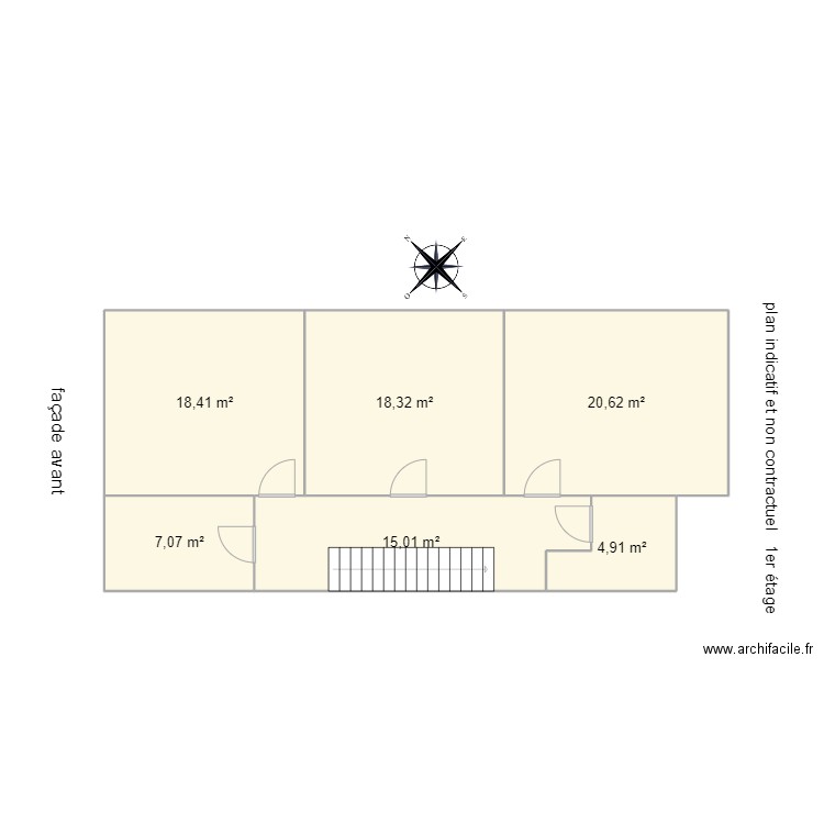 collard 1er étage. Plan de 6 pièces et 84 m2