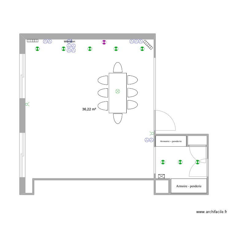 Lellouche_réseaux. Plan de 4 pièces et 42 m2