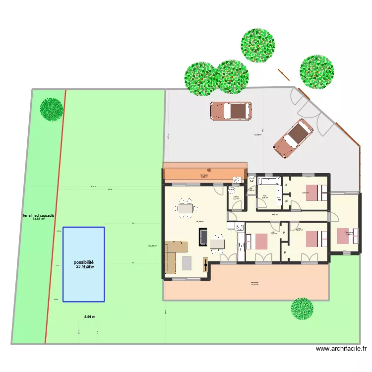 capobianco gerbier implantation piscine t5. Plan de 15  et 642 m²