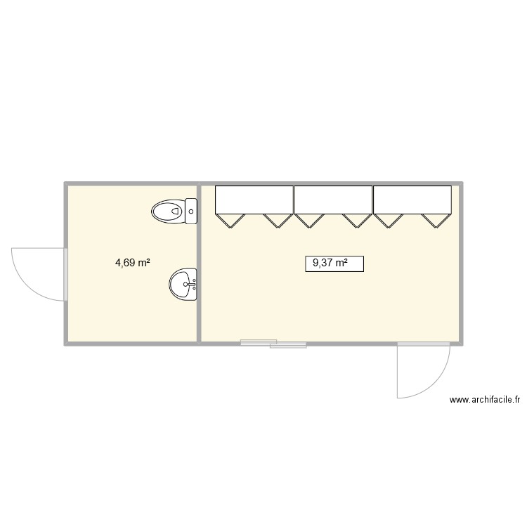 CASARTELLI CHANTIER ST ETIENNE. Plan de 2 pièces et 14 m2