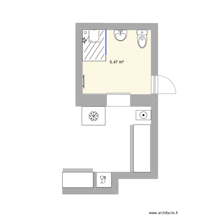 PLAN MAGNE (APRES). Plan de 1 pièce et 6 m2