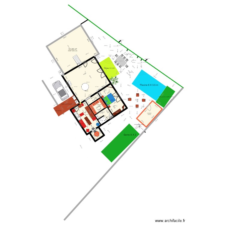 extension projet23 avec plan cadastre. Plan de 8 pièces et 163 m2