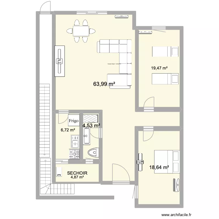 3 eme etage la marsa. Plan de 6  et 118 m²
