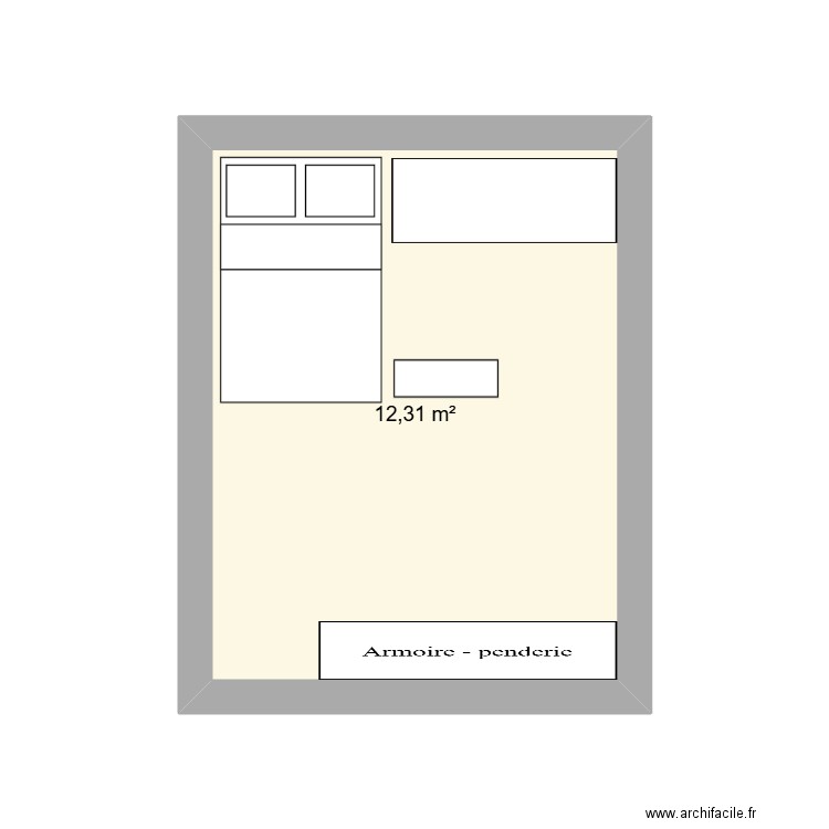 chambre. Plan de 1 pièce et 12 m2