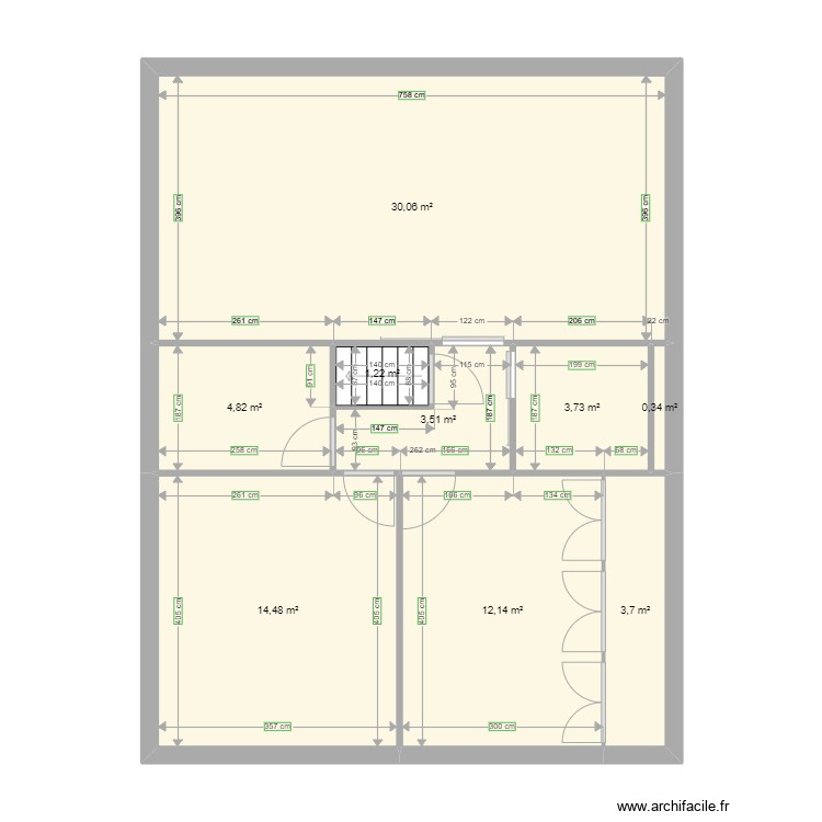 Plan de piece de vie Mamie c&ocirc;t&eacute;. Plan de 0 pièce et 0 m2