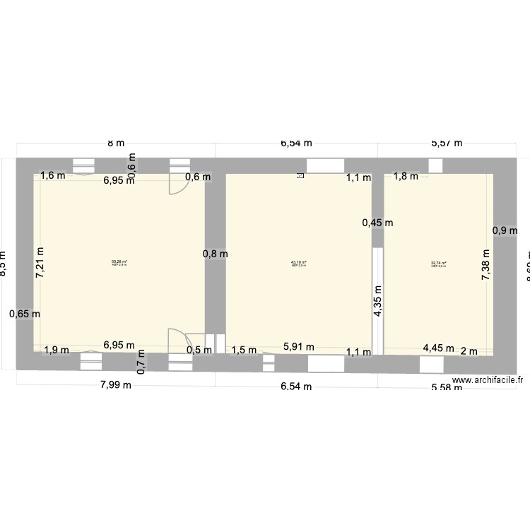 cayrol relevé precis. Plan de 6 pièces et 252 m2