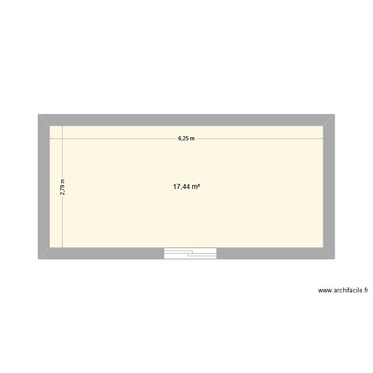 deux. Plan de 1 pièce et 17 m2