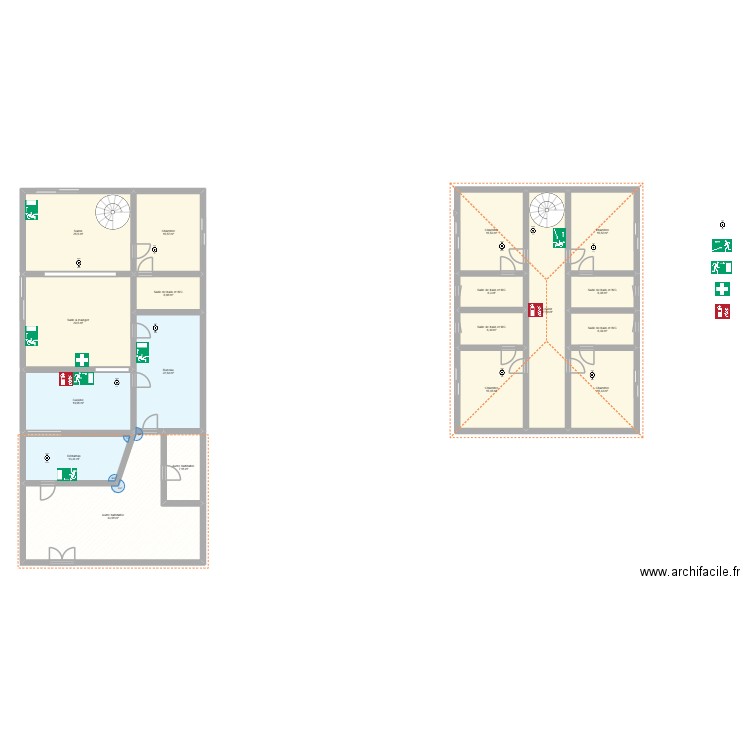 projet bachelor. Plan de 18 pièces et 297 m2