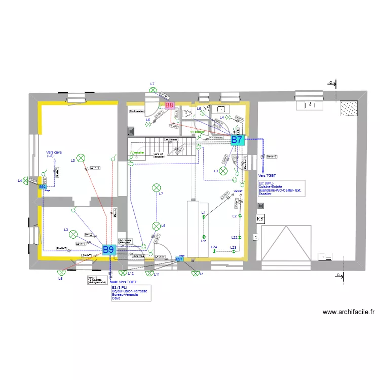 RDC_Eclairage RdC - E2-E3_V5. Plan de 1  et 154 m²