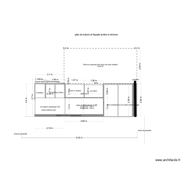 facade arriere. Plan de 0 pièce et 0 m2
