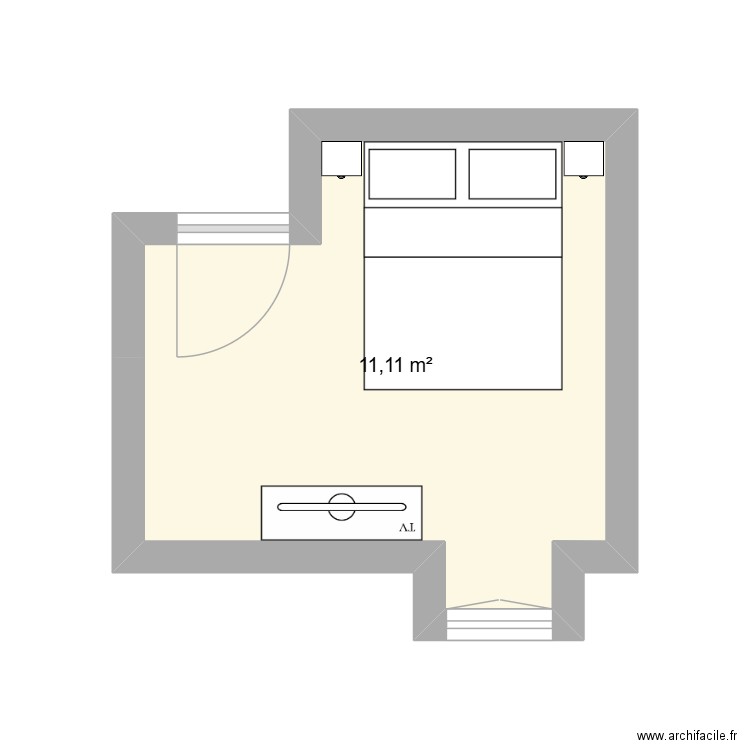chambre  chapelle. Plan de 1 pièce et 11 m2