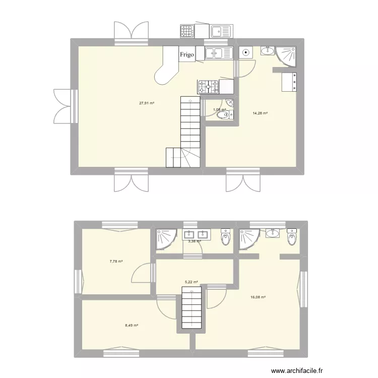 Malinao. Plan de 8  et 84 m²