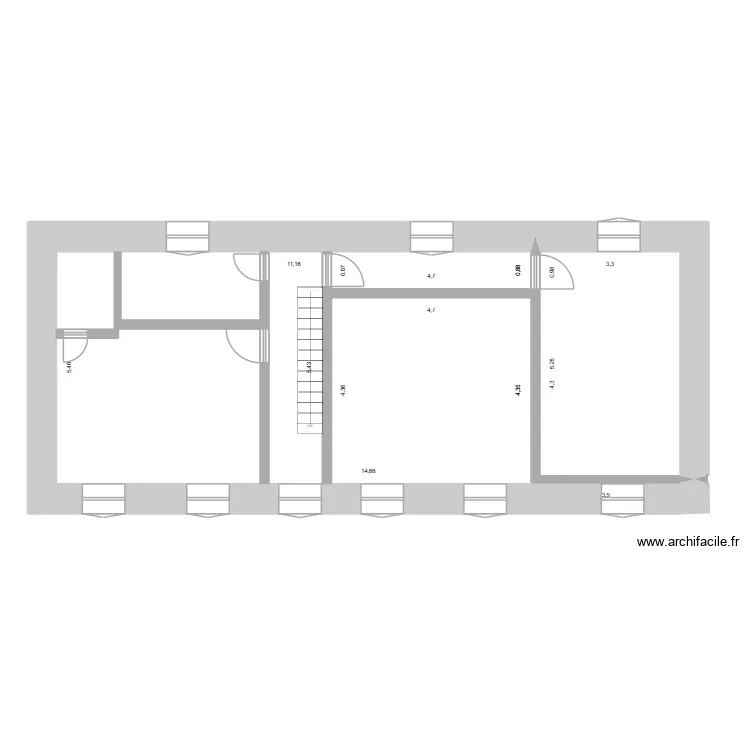 etage. Plan de 2 Pièces et 77 m²