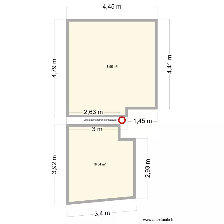 PLan LED salon. Plan de 2  et 30 m²