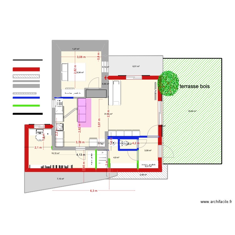 a casuccia 4ème. Plan de 15 pièces et 116 m2
