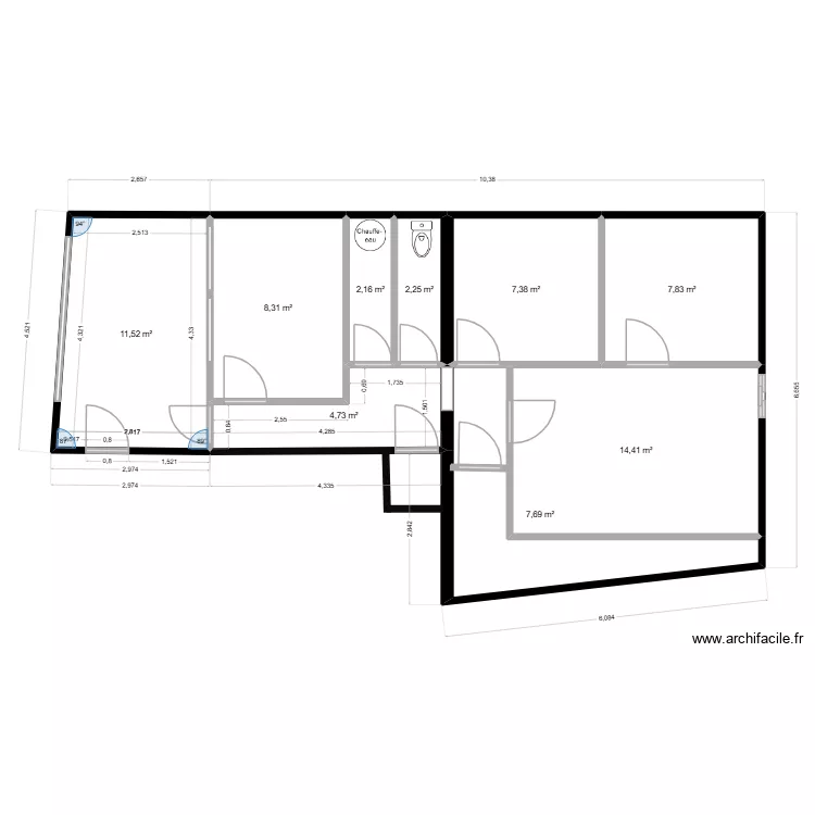 saint Andres actuel. Plan de 9 pièces et 66 m²
