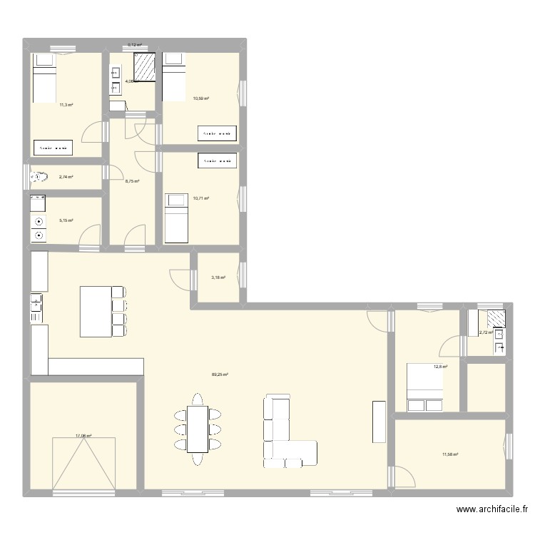 maison. Plan de 14 pièces et 190 m2