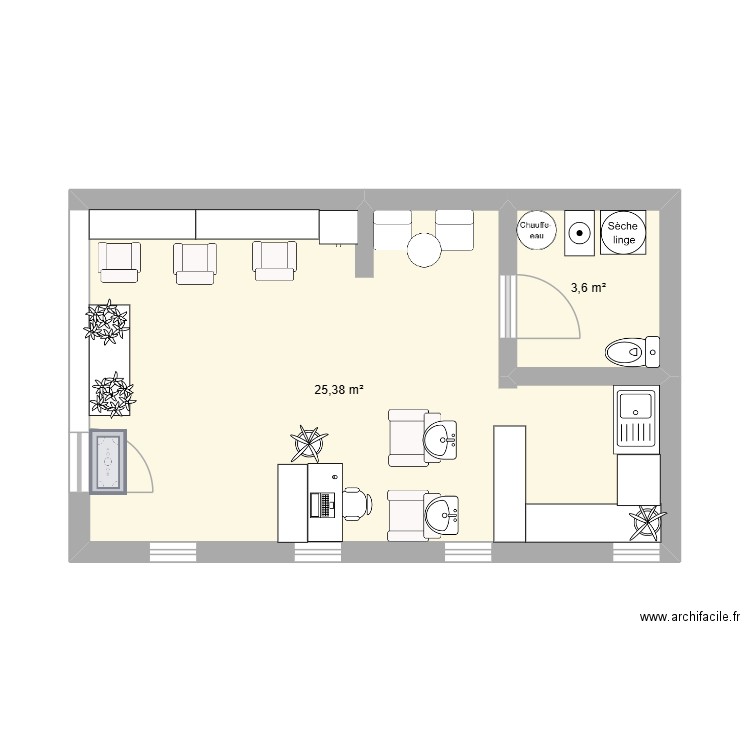 LUNA. Plan de 2 pièces et 29 m2