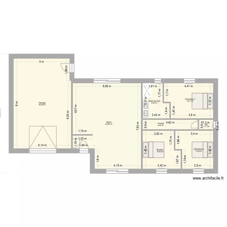 Maison Ecoulois V2. Plan de 8 Pièces et 130 m² Maison Ecoulois V2. Plan de 8 Pièces et 130 m²