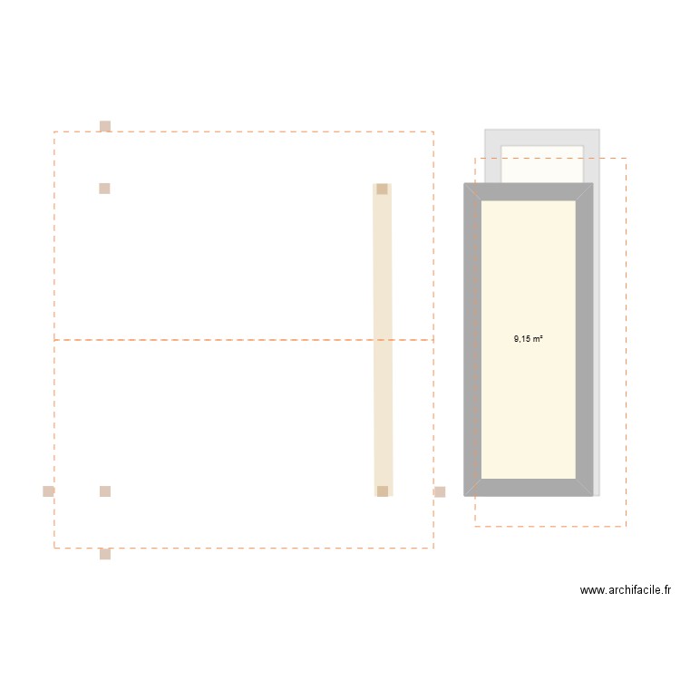 Extension Garage 2. Plan de 2 pièces et 19 m2