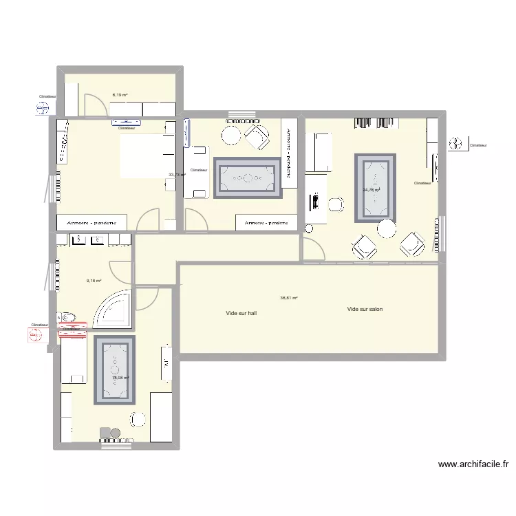 Niv 1a. Plan de 6  et 129 m²