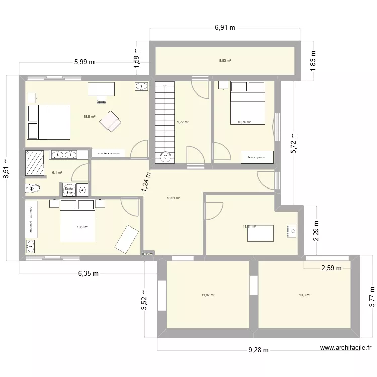 Sous-sol-4 june 26. Plan de 11  et 123 m²
