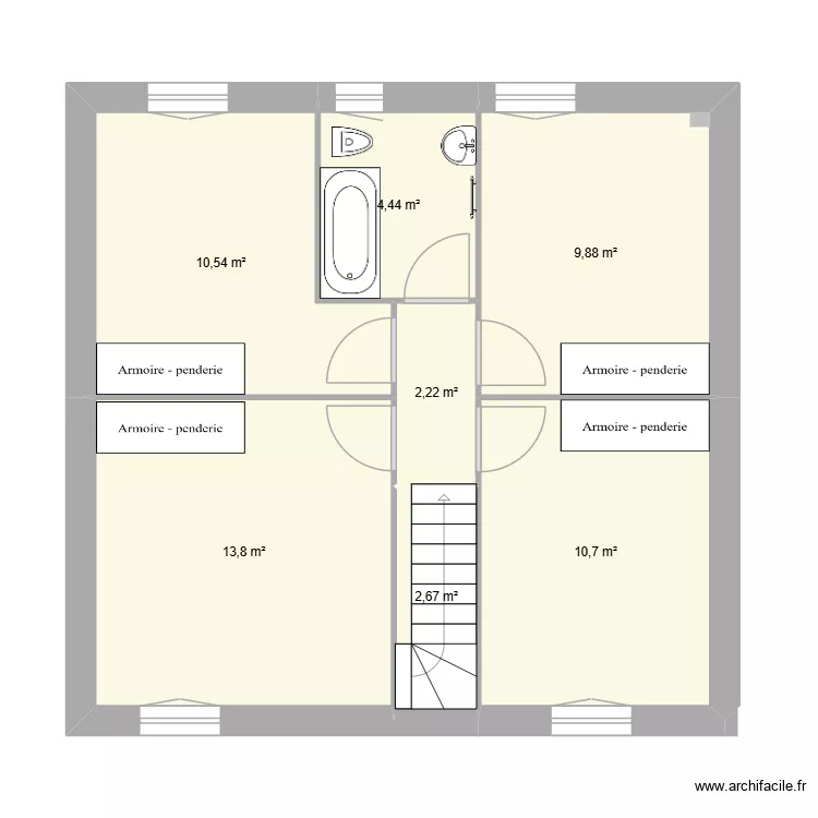 Etage 1. Plan de 7 pièces et 54 m²