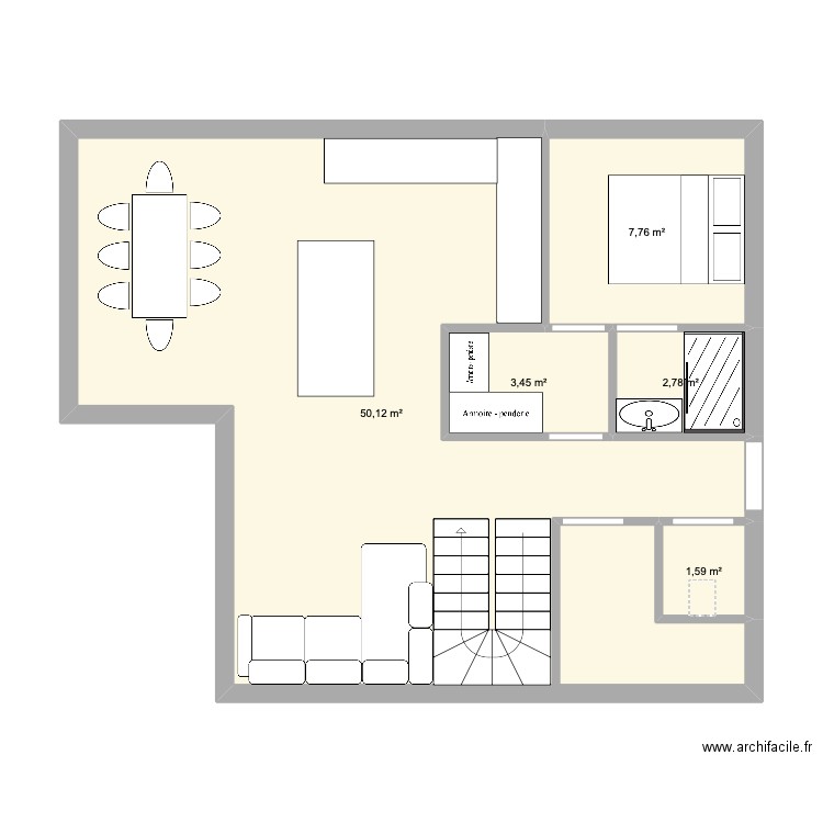 LEA ET NATHAN. Plan de 5 pièces et 66 m2