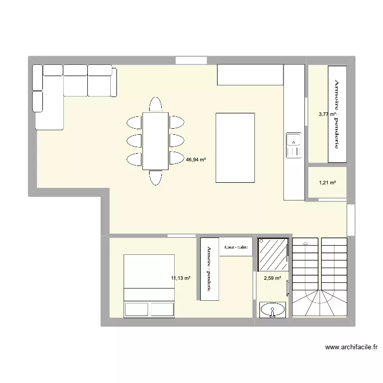 LEA ET NATHAN. Plan de 5  et 66 m²