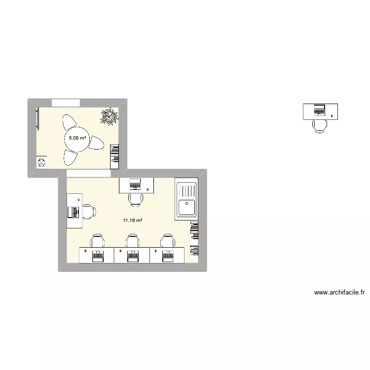 nouveau bureau meublé. Plan de 2 et 16 m² nouveau bureau meublé. Plan de 2 et 16 m²