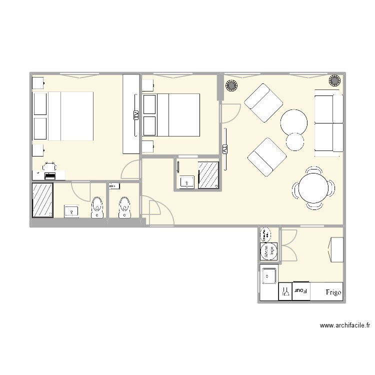39 VERNEUIL 3. Plan de 8 pièces et 54 m2