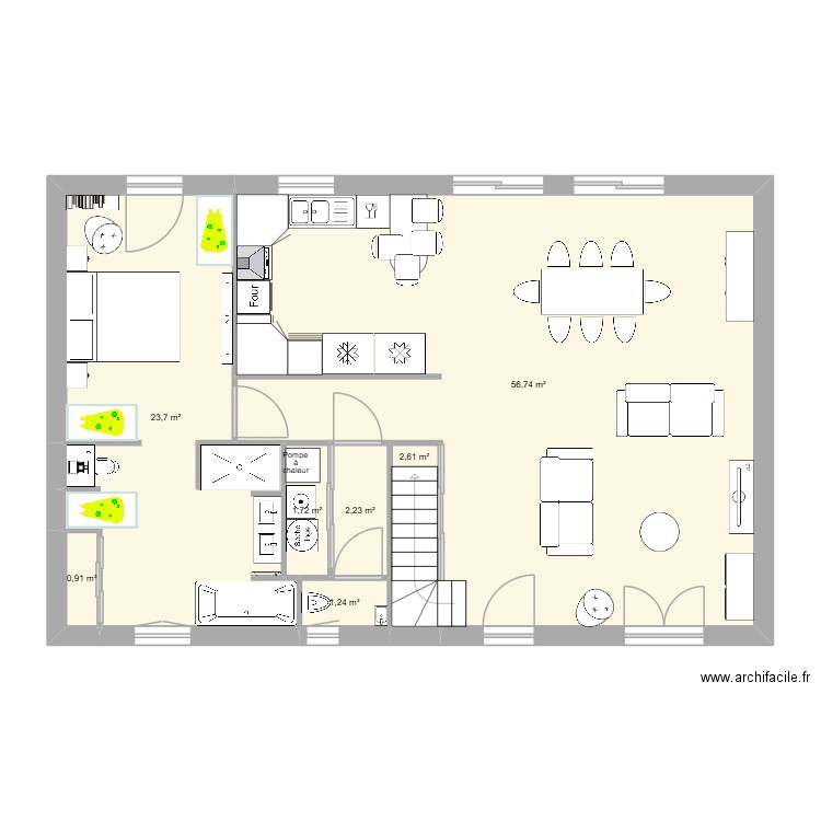 Zeb rdc avec baignoire 2. Plan de 7 pièces et 89 m2